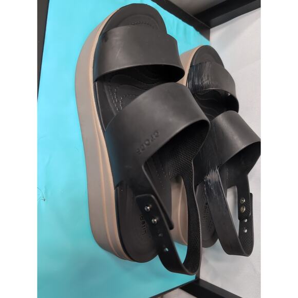 Women's Crocs Black LiteRide Brooklyn Low Wedge Platform Sandals Size 9 Black W - Picture 5 of 10